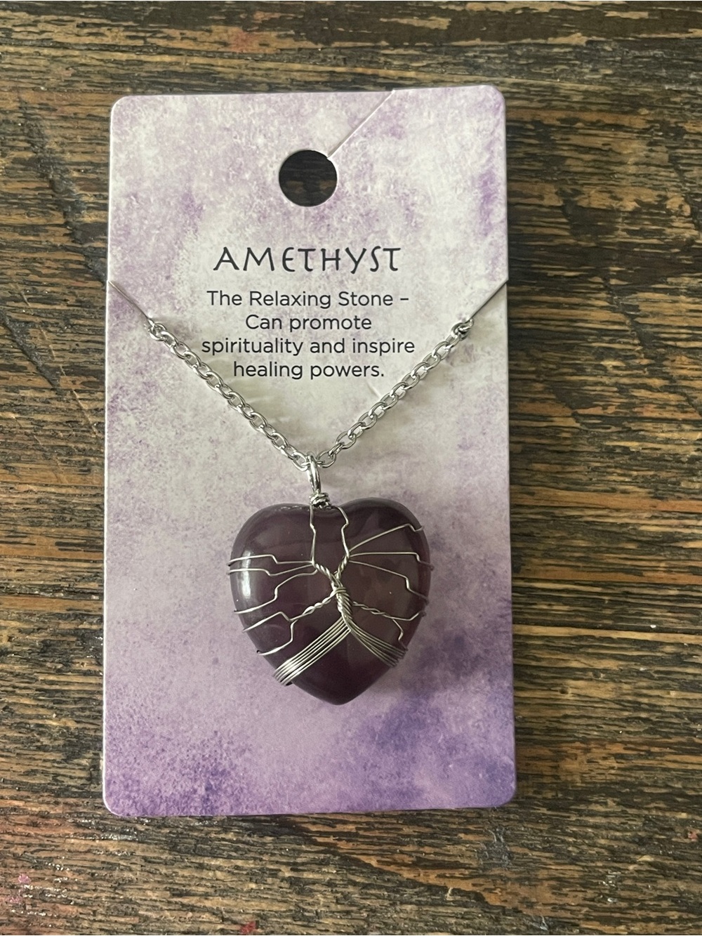 Spencer's Purple Amethyst Heart Pendant Necklace with Silver Tone Wire